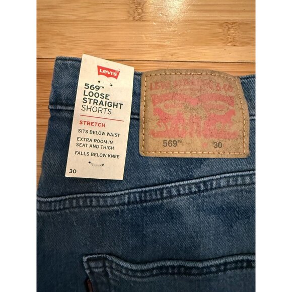 Levi’s 569 Loose Straight Denim Shorts | Stretch | Size 30 | Dark Wash | NWT - Picture 2 of 6